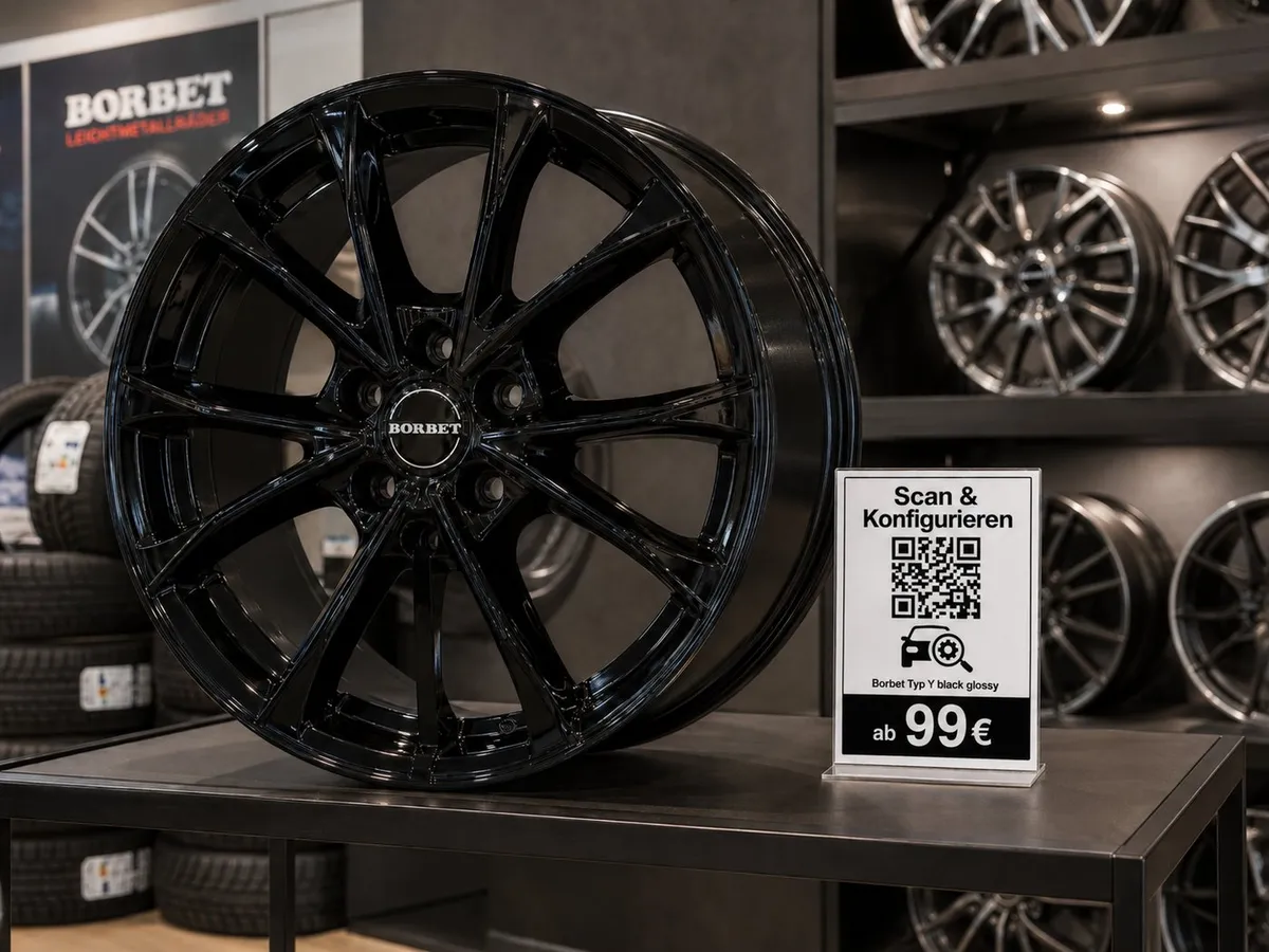 Alufelge mit Scan & Konfigurieren QR-Etikett