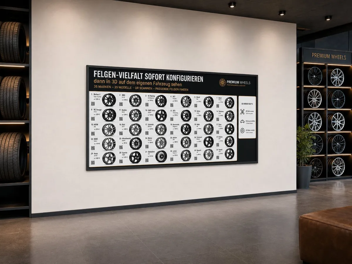 Digitale Preis- und Konfigurationsschilder im Verkaufsraum